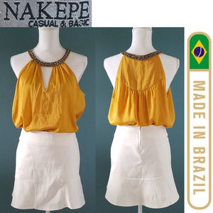 Mini Skirt A-line Off-White Size 6 Made in Brazil